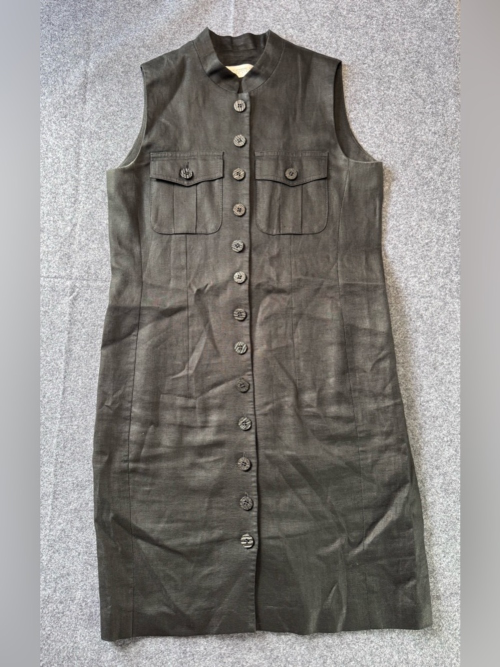 Valerie Stevens 100% Linen Sleeveless Shirt Dress